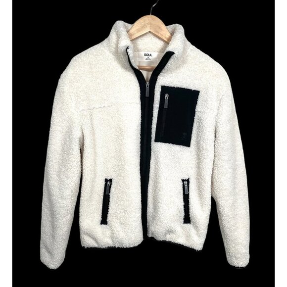 SOUL‎ CYCLE Cream Fleece full zip Jacket sz M - Picture 1 of 8